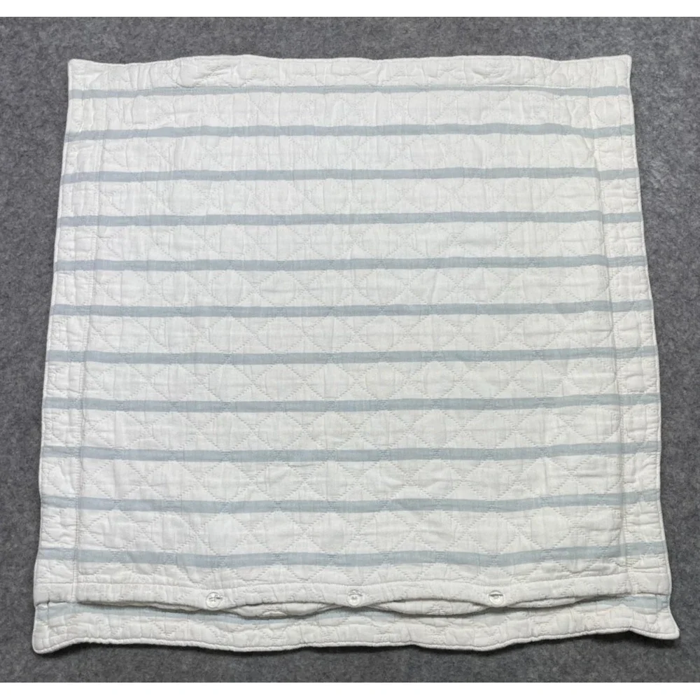2 Pine Cone Hill Euro Shams Blue Ivory Striped Quilted